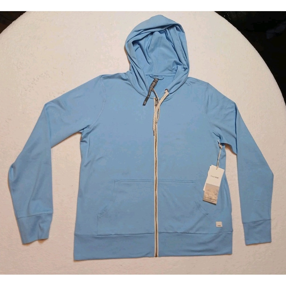 Vuori Halo Performance Hoodie 2.0 Spring Heather Blue Zip DreamKnit Women's L